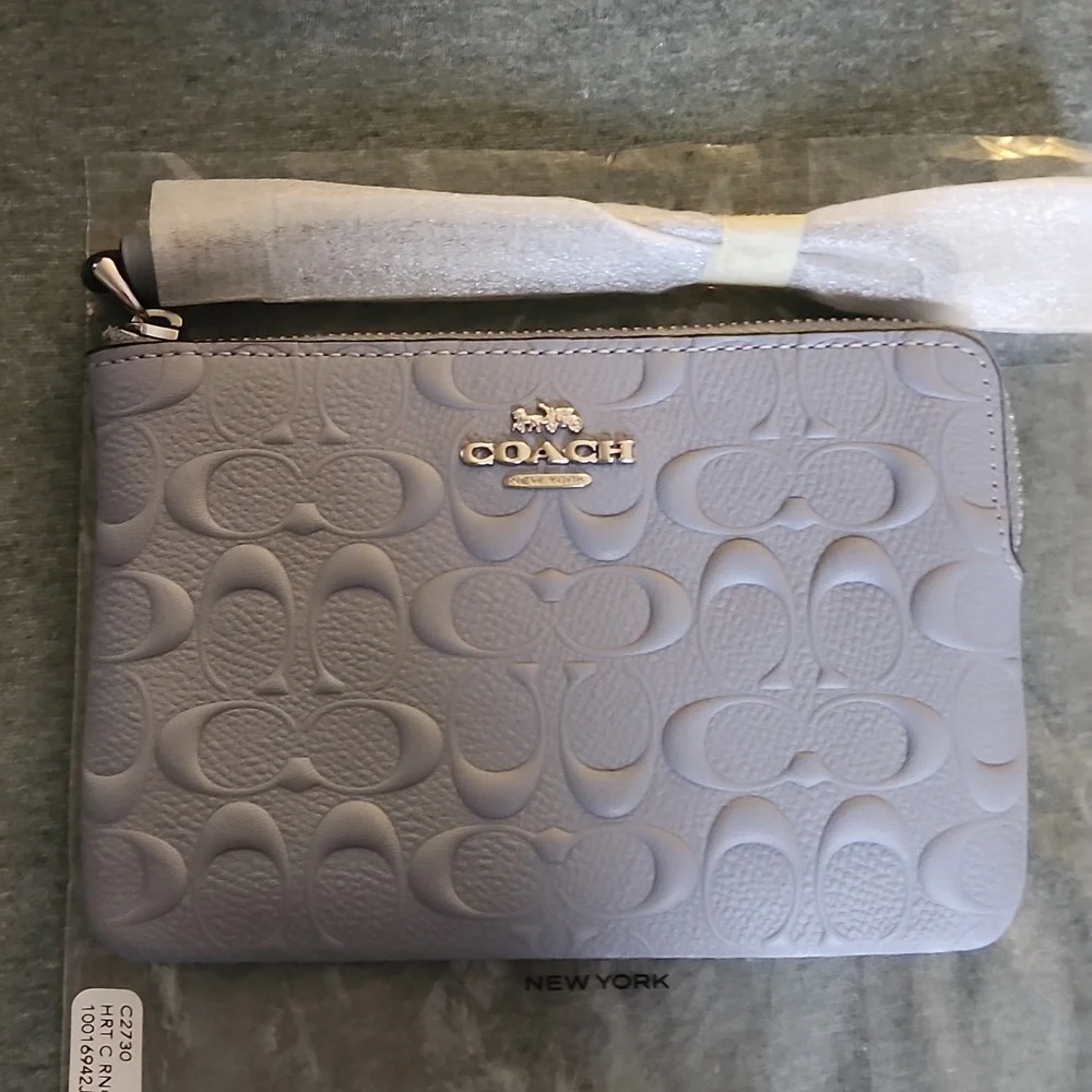 Coach Pastel Blue Embossed Pouch - Picture 3 of 3